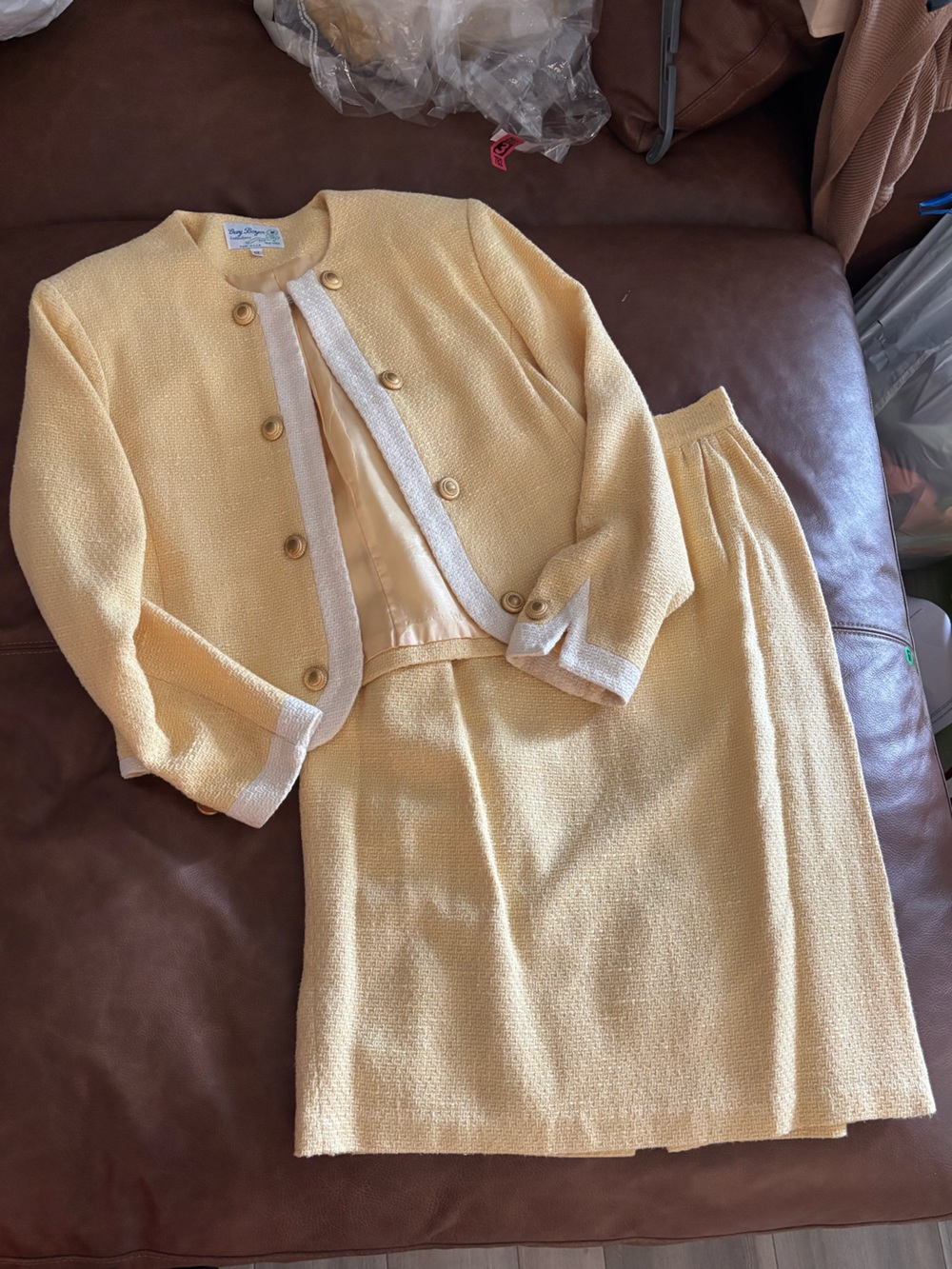 vintage late 80s to early 90s skirt suit set designed by Gary Boyer Collection